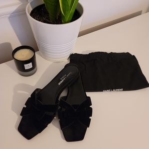 Black suede tribute sandals